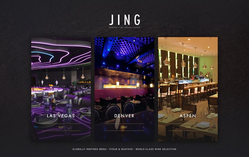 JING Restaurants location gateway website