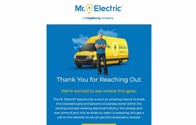 Mr. Electric post-lead email