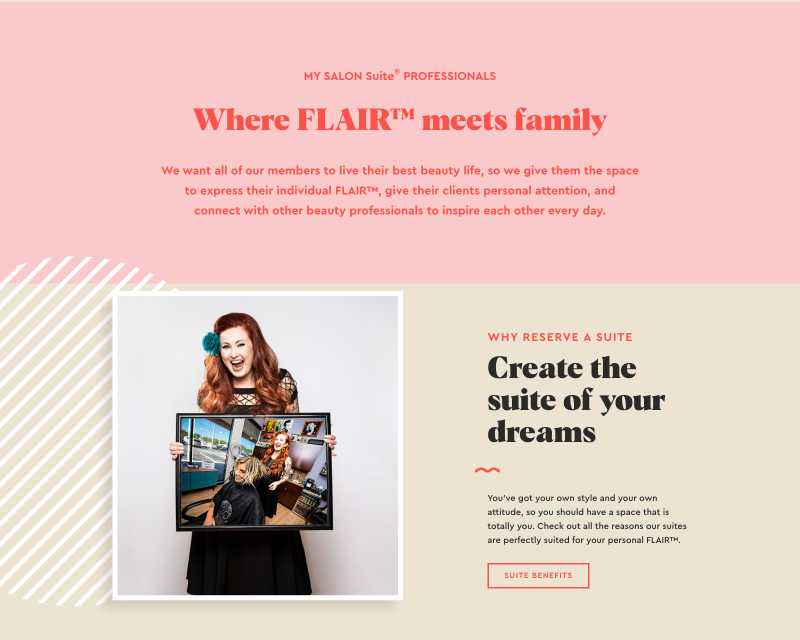 Archived capture of a mysalonsuite.com brand section (Wayback Machine, Oct 2020) showing the rebrand colors and typography described on the agency's portfolio page